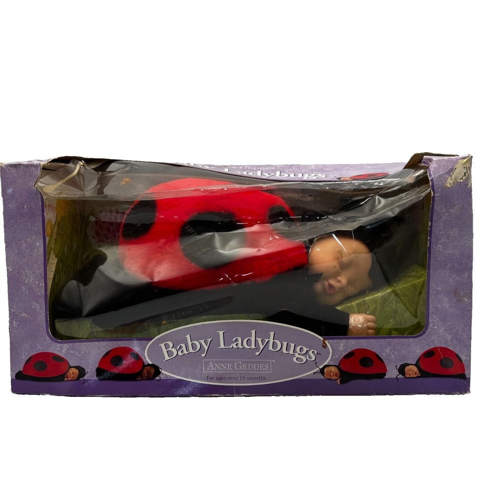 Anne Geddes Baby Ladybugs 16" Plush Doll Sleeping 1998 526521 NEW Box Damaged